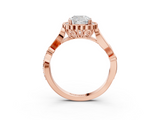 Rose gold Cushion Halo Diamond Ring with Vintage Split Shank and Four-Prong Setting_26
