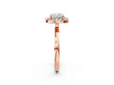 Rose gold Cushion Halo Diamond Solitaire with Pavé Band and Four-Prong Setting_87