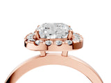 Rose gold Cushion Halo Diamond Solitaire with Pavé Band and Four-Prong Setting_89