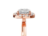 Rose gold Cushion Halo Diamond Solitaire with Pavé Band and Four-Prong Setting_90