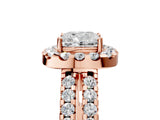 Rose gold Cushion Halo Diamond Split Shank Engagement Ring with Prong Setting_20