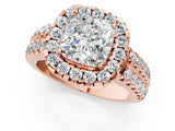 Rose gold Cushion Halo Diamond Split Shank Engagement Ring with Prong Setting_28