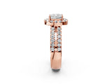 Rose gold Cushion Halo Diamond Split Shank Engagement Ring with Prong Setting_29