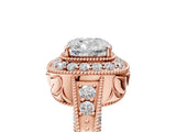Rose gold Cushion Halo Diamond Split Shank Ring with Milgrain Detail_54