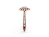 Rose gold Cushion Halo Milgrain Pave Diamond Ring with Four-Prong Setting 2