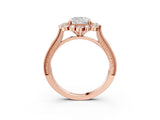 Rose gold Cushion Halo Milgrain Pave Diamond Ring with Four-Prong Setting 3
