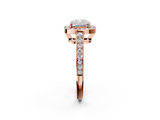 Rose gold Cushion Halo Pavé Diamond Engagement Ring with Bezel Setting_22