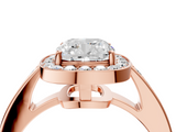 Rose gold Cushion Halo Pavé Diamond Engagement Ring with Bezel Setting_24