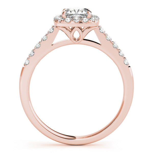 Rose gold Cushion Halo Pavé Diamond Engagement Ring with Four-Prong Setting 2