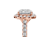 Rose gold Cushion Halo Pavé Diamond Engagement Ring with Four-Prong Setting_11