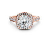 Rose gold Cushion Halo Pavé Diamond Engagement Ring with Four-Prong Setting_27