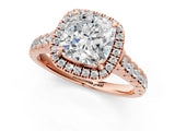 Rose gold Cushion Halo Pavé Diamond Engagement Ring with Four-Prong Setting_28