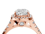 Rose gold Cushion Halo Pavé Diamond Engagement Ring with Four-Prong Setting_31