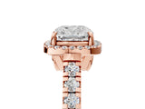 Rose gold Cushion Halo Pavé Diamond Engagement Ring with Four-Prong Setting_32