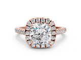 Rose gold Cushion Halo Pavé Diamond Engagement Ring with Four-Prong Setting_6