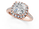 Rose gold Cushion Halo Pavé Diamond Engagement Ring with Four-Prong Setting_7