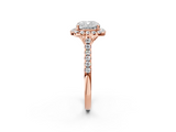 Rose gold Cushion Halo Pavé Diamond Engagement Ring with Four-Prong Setting_8