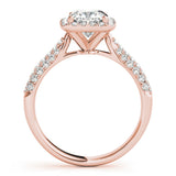 Rose gold Cushion Halo Pave Band Prong Setting Ring 2