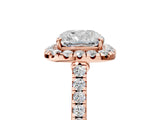 Rose gold Cushion Halo Pave Diamond Engagement Ring with Four-Prong Setting_12