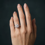 Rose gold Cushion Halo Pave Diamond Engagement Ring with Four-Prong Setting_12