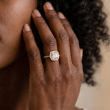 Rose gold Cushion Halo Pave Diamond Engagement Ring with Four-Prong Setting_14