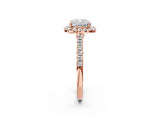 Rose gold Cushion Halo Pave Diamond Engagement Ring with Four-Prong Setting_9