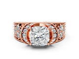 Rose gold Cushion Halo Pave Diamond Engagement Ring with Milgrain Detailing_49
