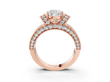 Rose gold Cushion Halo Pave Diamond Engagement Ring with Milgrain Detailing_52