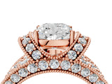 Rose gold Cushion Halo Pave Diamond Engagement Ring with Milgrain Detailing_53