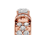 Rose gold Cushion Halo Pave Diamond Engagement Ring with Milgrain Detailing_54