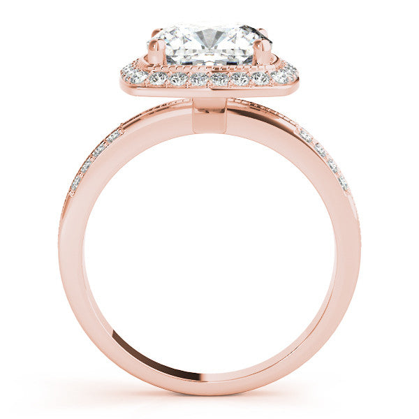 Rose gold Cushion Halo Pave Split Shank Prong Setting Ring 2