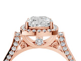 Rose gold Cushion Halo Pave Split Shank Prong Setting Ring_30