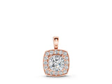Rose gold Cushion Halo Pendant with Round Diamond and Four-Prong Setting_4