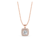 Rose gold Cushion Halo Pendant with Round Diamond and Four-Prong Setting_5