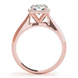 Rose gold Cushion Halo Round Brilliant Solitaire Ring with Tapered Band and Four-Prong Setting 2