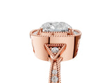 Rose gold Cushion Halo Round Diamond Milgrain Pave Engagement Ring_14