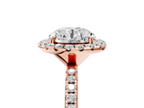 Rose gold Cushion Halo Round Diamond Pavé Band Four-Prong Ring_11
