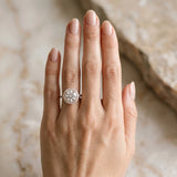 Rose gold Cushion Halo Round Diamond Pavé Band Four-Prong Ring_12