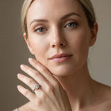 Rose gold Cushion Halo Round Diamond Pavé Band Four-Prong Ring_13