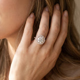 Rose gold Cushion Halo Round Diamond Pavé Band Four-Prong Ring_14