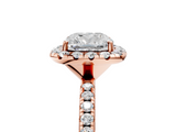 Rose gold Cushion Halo Round Diamond Pavé Band Four-Prong Ring_8