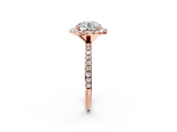 Rose gold Cushion Halo Round Diamond Pavé Band Four-Prong Ring_8