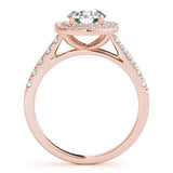 Rose gold Cushion Halo Round Diamond Pavé Band Ring with Four-Prong Setting 1