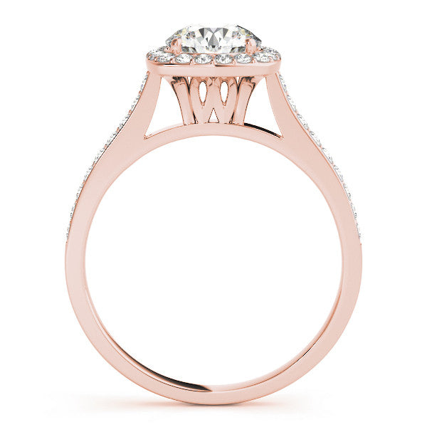 Rose gold Cushion Halo Round Diamond Pavé Band with Four-Prong Setting 2