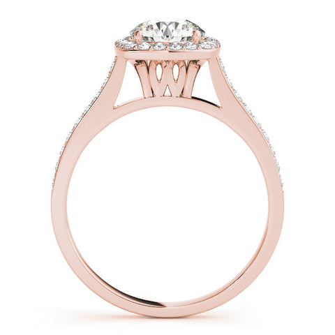 Rose gold Cushion Halo Round Diamond Pavé Band with Four-Prong Setting 2
