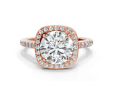 Rose gold Cushion Halo Round Diamond Pavé Band with Four-Prong Setting_6