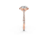 Rose gold Cushion Halo Round Diamond Pavé Band with Four-Prong Setting_8