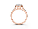 Rose gold Cushion Halo Round Diamond Pavé Band with Four-Prong Setting_9