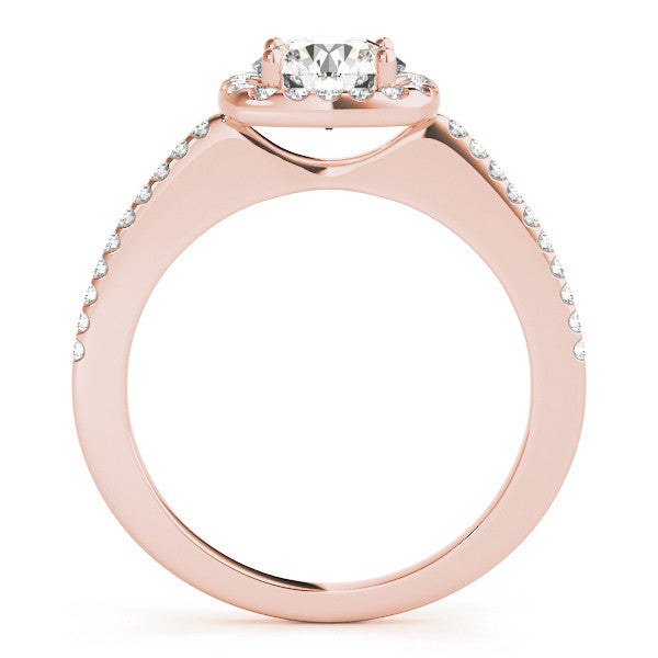 Rose gold Cushion Halo Round Diamond Pave Band Prong Setting Ring