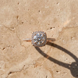 Rose gold Cushion Halo Round Diamond Pave Band Prong Setting Ring_6